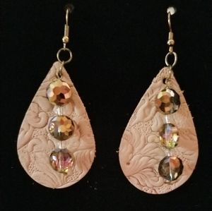 Tan leather earrings